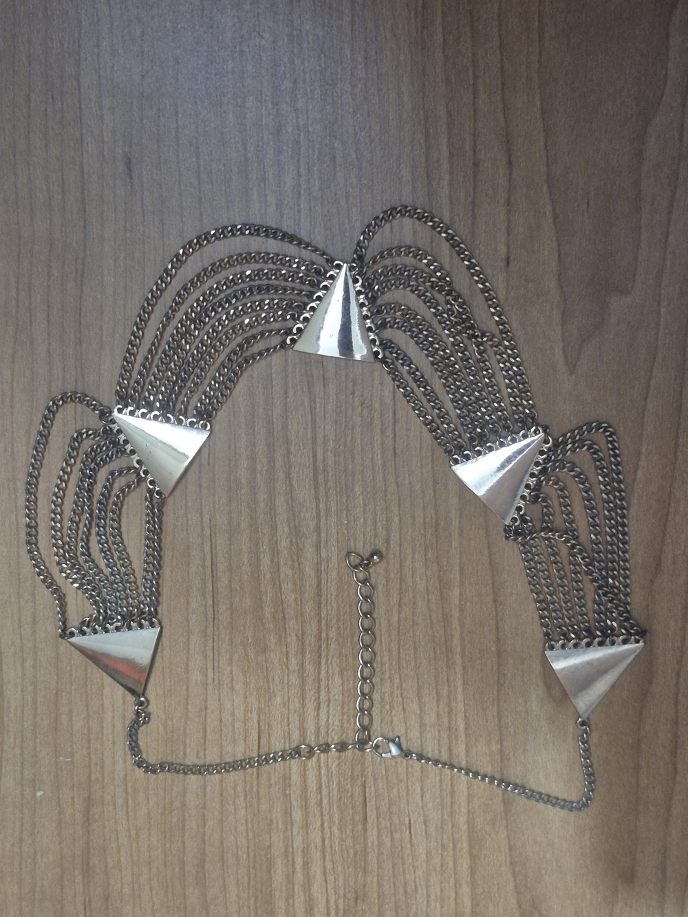 Source Unknown Silver-Tone Multi-Chain Triangle Necklace